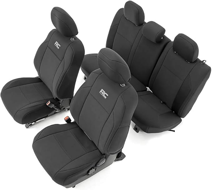 Rough Country Neoprene Seat Covers for Toyota Tacoma (2016-2023) - Waterproof, UV Resistant, Foam Padded, F/R Seat Cover Set
