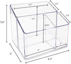 Isaac Jacobs Clear Acrylic 3-Compartment Organizer, Remote Holder & Multi-Functional Makeup, Brush, Pen & Pencil Storage Solu