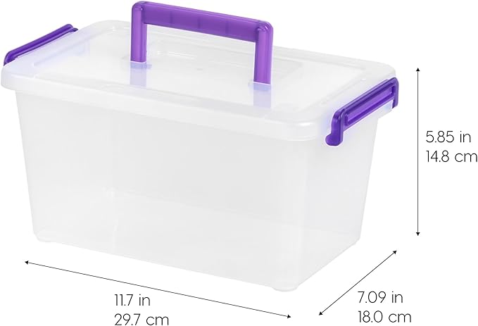 IRIS USA 5 Qt. Plastic Craft Storage Container Bins with Lids, 6 Pack, Small Art & Office Supply Organizer Tote, Sensory Bins