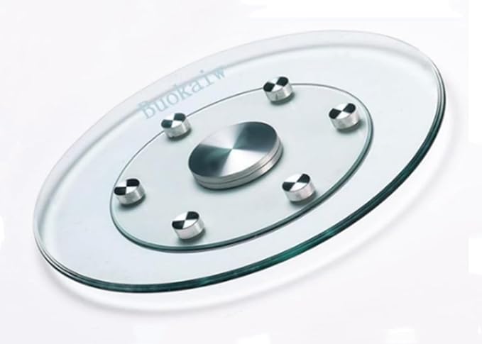 28" Glass Lazy Susan,Thickening Kitchen Dining Table Turntable,Round Tabletop Rotating Tray, with 6 Swivel Assist System,360°