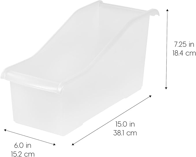 IRIS USA Plastic Book Bin Magazine Holder, 8-Pack, Vertical Standing Connecting Container Box for Office Dorm Study Homework 