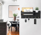 RelaxScene Key Holder Wall Mount - Decorative Key Rack and Mail Organizer with 6 Key Hooks - Wooden Key Hanger with Shelf for