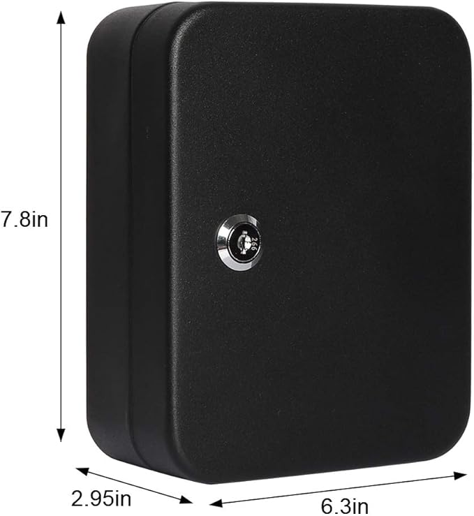 JSSMST Key Lock Box Wall Mount Security Cabinet, 20 Key Hooks & Tags, 7.87 x 6.3 x 2.95 Inches, Black Matt