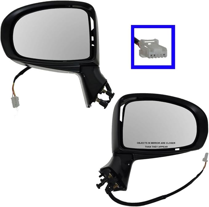 TRQ 2 Piece Driver and Passenger Side Mirror Assembly Set Electric Adjustment Non-Heated No Memory Black Compatible with 2009