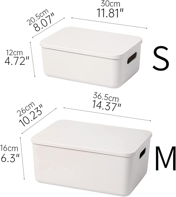 Yishyfier Plastic Storage Baskets With Lid Organizing Container Lidded Knit Storage Organizer Bins for Shelves Drawers Deskto
