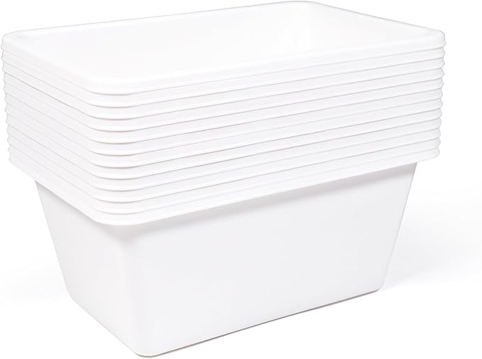 Humble Crew Toy Storage Bins for Kids, Set of 12, White, Small - Sturdy, Colorful Plastic Storage Bins for Classroom, Playroo