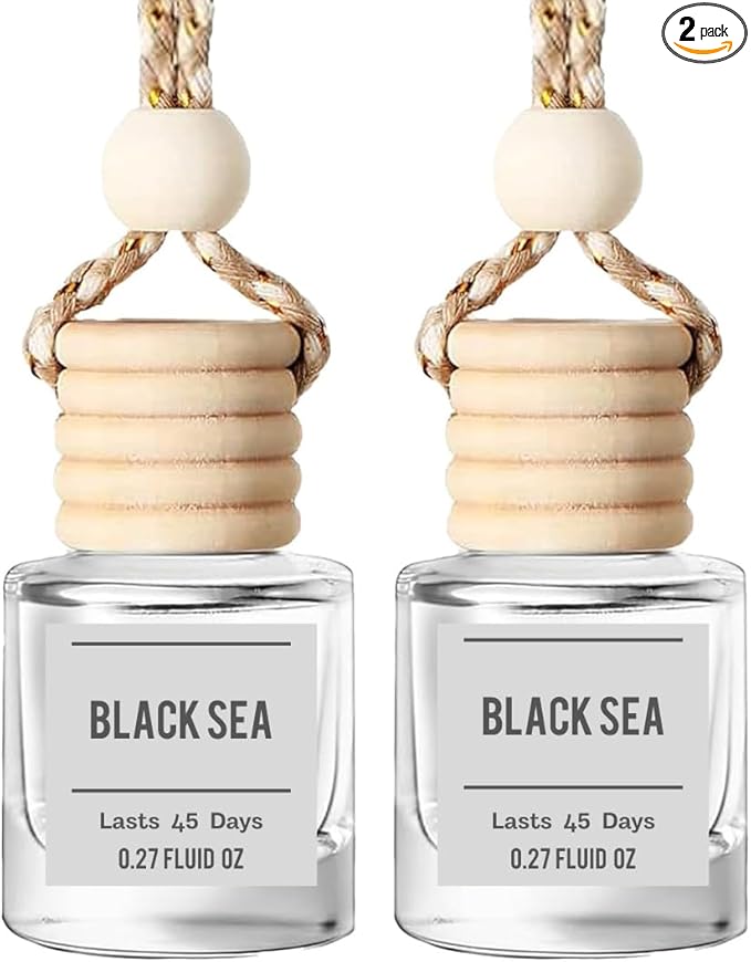 Black Sea Scent Hanging Car Air Freshener – Long Lasting Essential Oil Diffuser for Car, Closet, Bathroom – 2-Pack Natural Sc