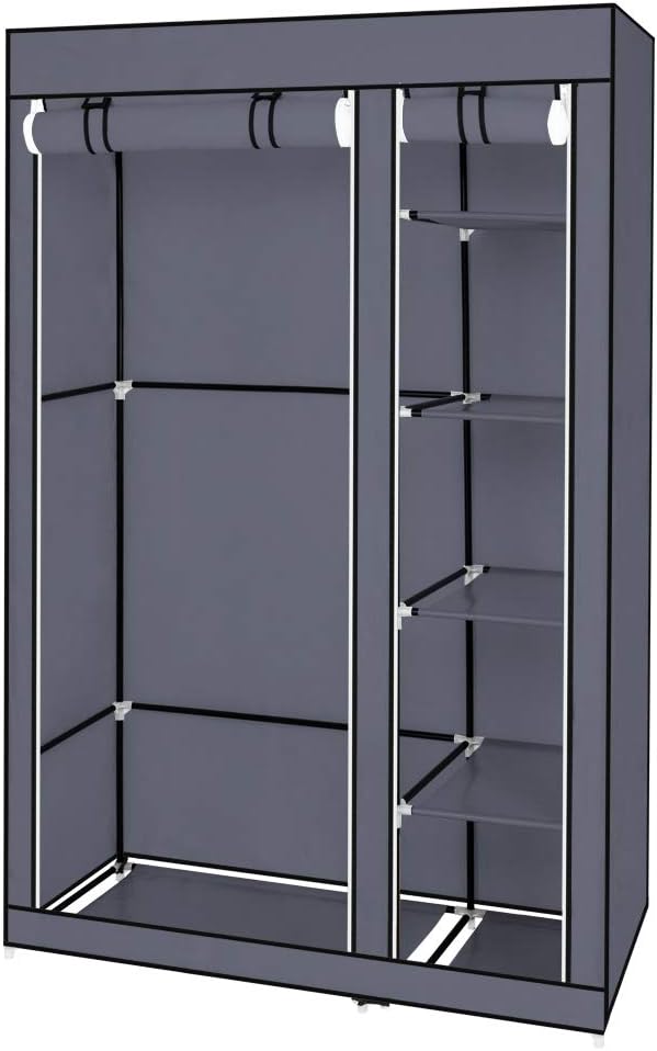 69" Portable Closet Storage Organizer Wardrobe Clothes Rack,Covered Garment Rack,Steel Tube Clothes Storage Organizer,Freesta