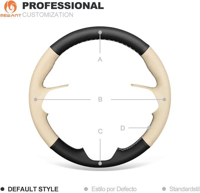 MEWANT Breathable Beige + Black Genuine Leather DIY Car Steering Wheel Cover for Toyota Camry 2018-2019 / Toyota Avalon 2019 / Toyota Corolla 2019-2020 / Toyota RAV4 2019