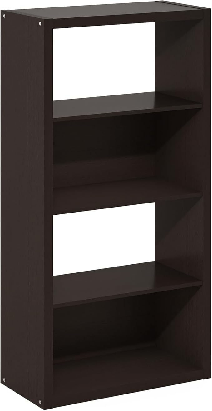 Furinno Viola Book Shelf, 4-Tier Bookshelf, Extra Thick Frame Bookcase with Open Shelf, Open Back Design, 11.3" x 23.2" x 45.