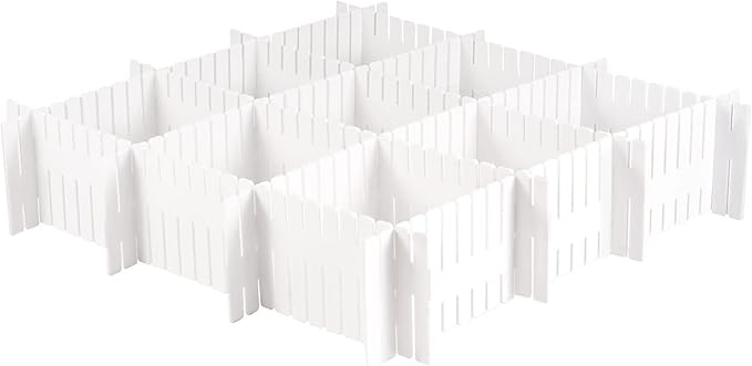 MUKCHAP 72-Piece DIY Grid Drawer Organizer - 12.6 Inch Adjustable Drawer Dividers for Sock, Underwear, Scarf - 36 White, 36 P