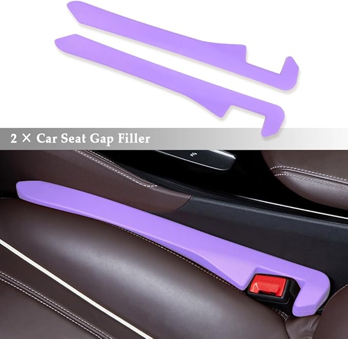 2PCS Car Seat Gap Filler,Super Flexible Car Side Seat Gap Filler CCar interior Accessories,Universal Car Organizer Between Seats for Tightly Filling Seat Gaps (Purple/2PCS)…