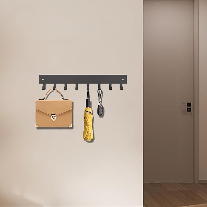 2 Pack Key Holder for Wall, Key Hooks with 8 Hooks, No Drilling Required, Self-Adhesive Key Holder, Hallway Wall Mount Keycha