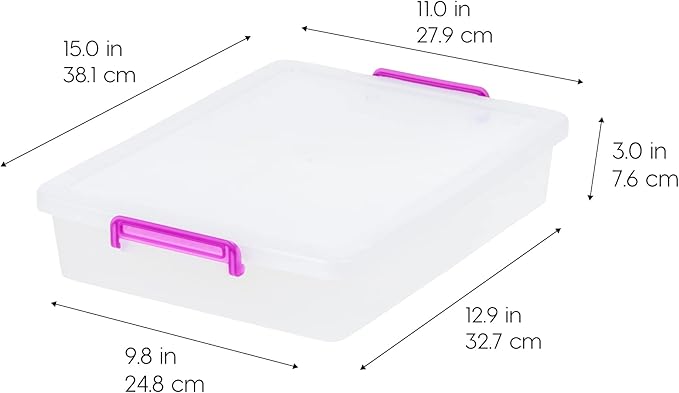 IRIS USA 6 Qt. Plastic Craft Storage Container Bins with Lids, 6 Pack, Small Art & Office Supply Organizer Tote, Sensory Bins
