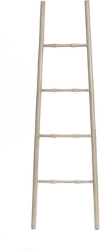 LuxenHome Rustic Blanket Ladder, 61'' Birch Wood 4-Rung Blanket Ladder, Farmhouse Towel Rack Stand for Bathroom Living Room D