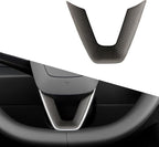 JSWAN Carbon Fiber Steering Wheel Panel Cover Fit for Tesla Refreshed Model 3 Highland Performance (2024+) Model Y Juniper (2025+) Steering Wheel Frame Trim Cover Accessories (Matte Plain Weave)