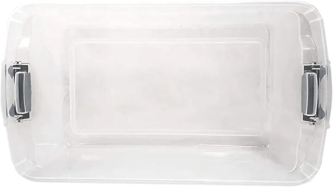 HOMZ 2-Pack Secure Latch, Clear Plastic Storage Organizer Bins, 64 Quart, Gray Latches - Stackable Container Boxes for Bedroo