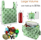 BeeGreen Geometry Reusable Grocery Bags Bulk 6 Packs X-Large, Reusable Shopping Bags Foldable for Groceries, Vegetables, Fruits Watertight Bulk Tote Bags (Cactus Rainbow Polka Dot Red Rose