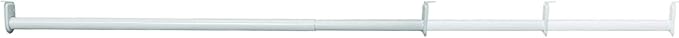 Design House 48 Inch to 72 Inch Adjustable Closet Rod for Hanging Clothes, White, Heavy Duty Steel, Center Support Bracket In