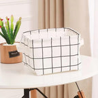 Foldable Storage Basket - Set of 6 Small Collapsible Canvas Containers Organizers with Handle for Home Decor or Storing Toys,