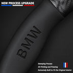 Customized Steering Wheel Cover Compatible with BMW, Nappa Leather & Carbon Fiber Design Car Steering Wheel Cover, with Coasters and 3-in-1 USB Fast Charging Cable (Black)