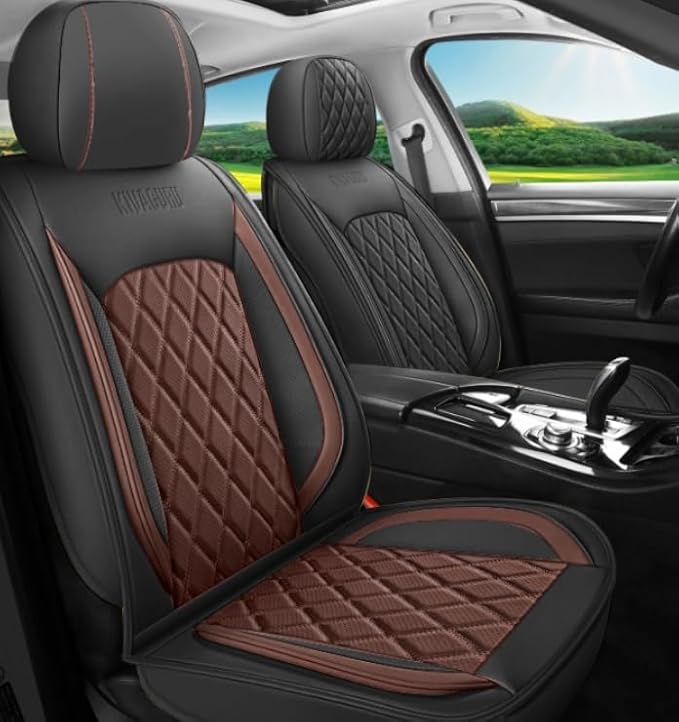 LINGVIDO Car Seat Covers Full Set (5 Seats) - Premium Perforated Nappa Leather, Waterproof Shield, Omni-Adapt Fit SUVs Sedans