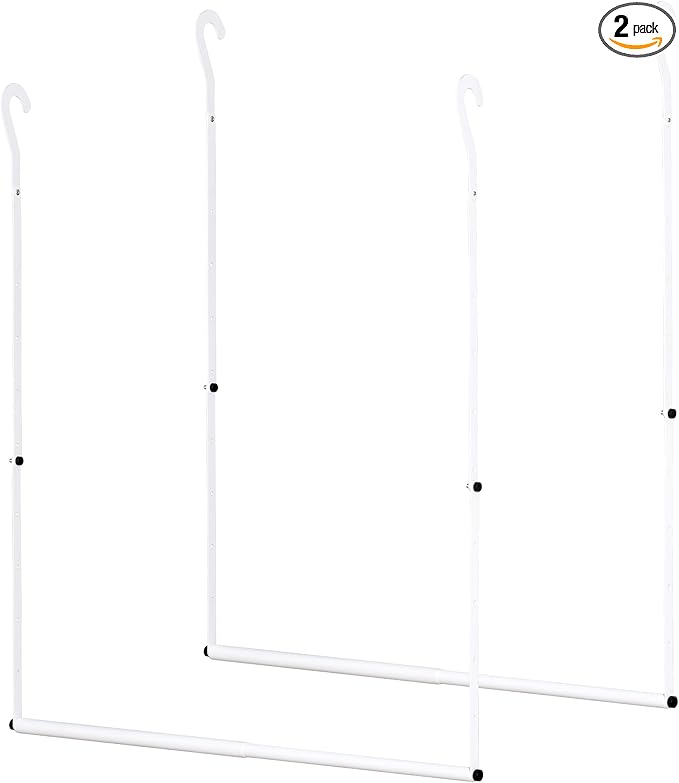 Closet Rod Extenders - White Adjustable Closet Hanging Bar, Width & Height Expandable Clothes Rod, Space-Saving Closet Organi