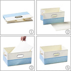 PRANDOM Large Fodable Storage Baskets for Closet [3-pack] Decorative Fabric Storage Bins Cubes with Leather/Metal Handles for