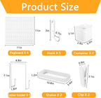 16pcs Pegboard sets, Plastic White Peg board Wall Organizer Kits,4pcs Peg Board and 12 Accessories Modular Hanging, Wall Moun