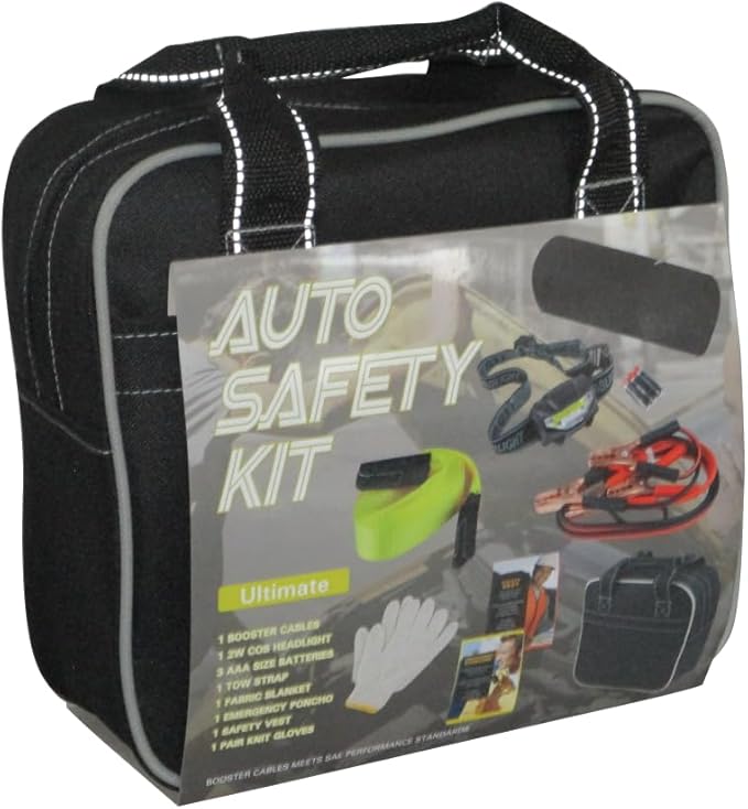 Justin Case Heavy Duty and Portable Ultimate Auto Safety Kit for Roadside Emergencies