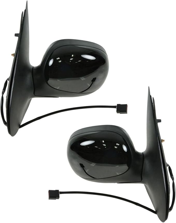 TRQ 2 Piece Driver and Passenger Side Mirror Assembly Set Manual Folding Electric Adjustment Non-Heated No Memory Black Compa