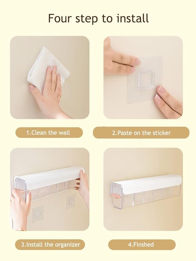 Socks Underwear Wall Mount Drawer Organizer, Switchable 6 Cell Drawer Acrylic Organizers Self-Adhesive Anti Dust Storage Boxe