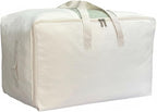 Soft Large Canvas Comforter Storage Bags with Four Carrying Handles and Clear Window, Closet Organizer for Clothing, Blankets