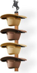 Cowboy Hat Rack, 4 Pieces Hat Rack for Cowboy with Wooden Board, Gift Cowboy Hat Holder Wall Storage-Organizer Western Hats w