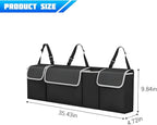 Car Trunk Organizer with Lid, Large Waterproof Vehicle Backseat Hanging Storage Bag with 4 Pockets & Adjustable Straps, Colla