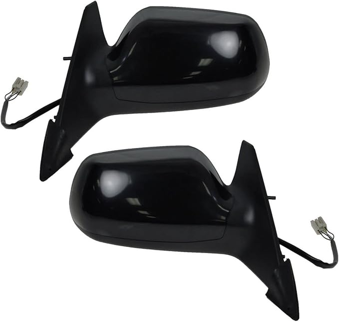 TRQ 2 Piece Driver and Passenger Side Mirror Assembly Set Electric Adjustment Heated No Memory Black Compatible with 2003-200