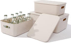 Yishyfier Plastic Storage Baskets With Lid Organizing Container Lidded Knit Storage Organizer Bins for Shelves Drawers Deskto