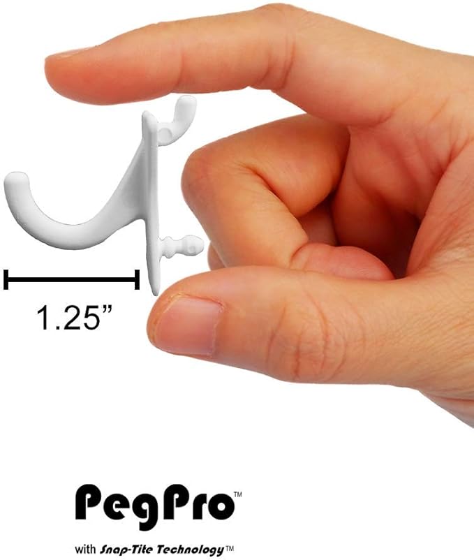 PegPro® J Hooks Kit for Standard “Wood Fiber” pegboard – Durable Plastic Pegboard Hooks - for Garage, Kitchen, Craft Room, an