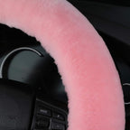 OGLAND Natural Fur Wool Sheepskin car Steering Wheel Cover,Protector for Universal Steering Wheel 15 Inchs, Anti-Slip,Comfort