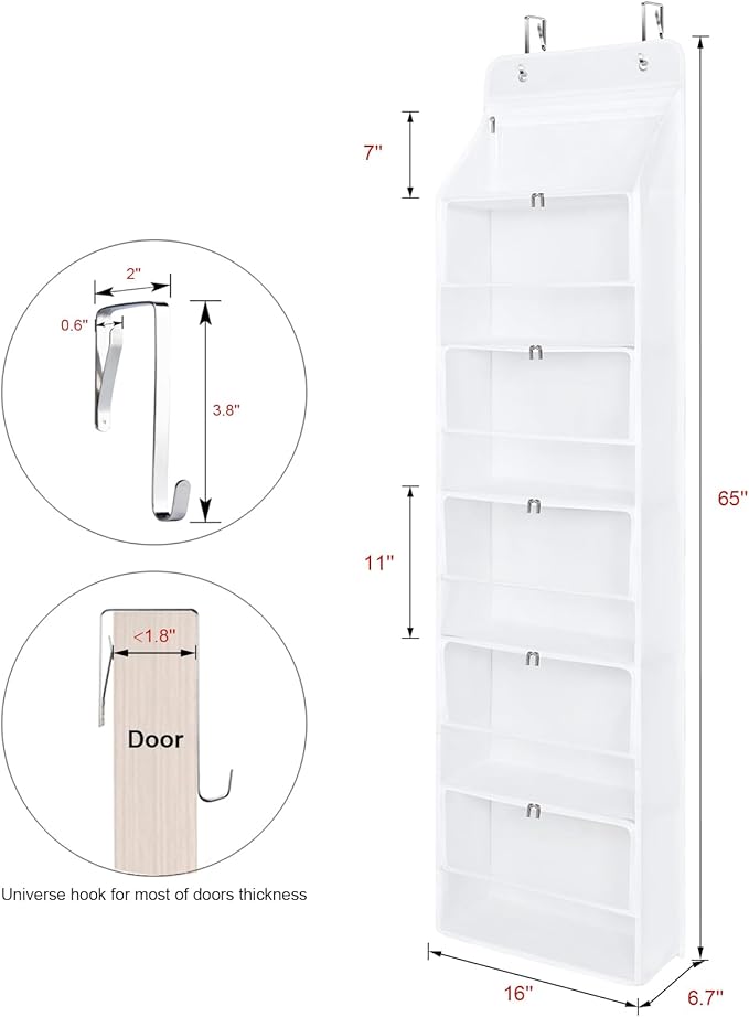 Univivi Hanging Yarn Storage Organizer with 6 Zipper Closure Compartments, Large Capacity Knitting Organizer Storage, Over th
