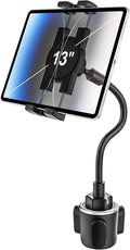 woleyi Car Cup Holder Tablet Mount, Adjustable 10.5" Gooseneck Arm Car Cupholder Tablet Stand, Compatible with iPad Pro/Air/Mini, Galaxy Tab/Z Fold, Fire HD, iPhone, 4.7-13" Cell Phones and Tablets