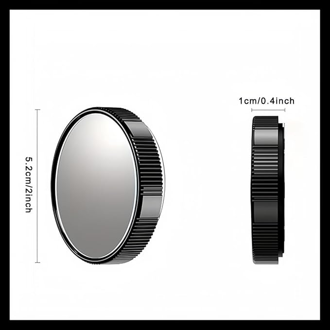 2pc Car Blind Spot Rearview Mirror 2-inch Reusable Circular High-Definition Glass Convex 360° Wide-Angle Side Rearview Mirror with Suction Cup for SUV & Truck Universal Type Black - Blindspotmirrors