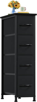 Somdot Narrow Dresser with 4 Drawers, Slim Storage Organizer Chest of Drawers with Removable Fabric Drawers for Small Spaces 