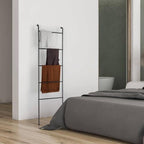 Towel Blanket Ladder Black Metal Blanket Ladder Holder Industrial 5 Tier Wall Leaning Ladder Rack for Bathroom Living Room La