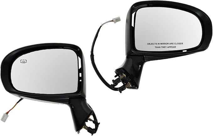 TRQ 2 Piece Driver and Passenger Side Mirror Assembly Set Electric Adjustment Heated No Memory Black Compatible with 2009-201
