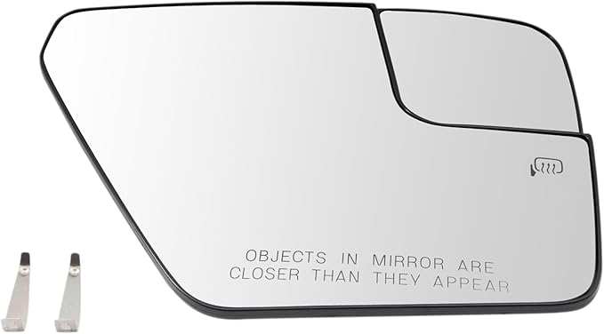 TRQ Right Passenger Side Mirror Glass Heated Convex Snap On Compatible with 2021-2023 Ford F-150 FO1325204