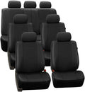 FH Group Three Row Car Seat Covers Deluxe Leatherette with 7 Headrests, Airbag Compatible and Rear Split Bench– Universal Fit