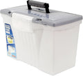 Portable Letter/Legal Filebox with Organizer Lid, Letter/Legal Files, 14.5" x 10.5" x 12", Clear/Silver