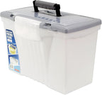Portable Letter/Legal Filebox with Organizer Lid, Letter/Legal Files, 14.5" x 10.5" x 12", Clear/Silver