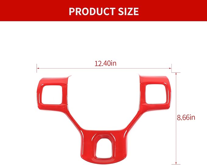 Hoolcar Interior Steering Wheel Cover ABS Trim for 2010-2017 Dodge RAM 1500 Accessories, Red